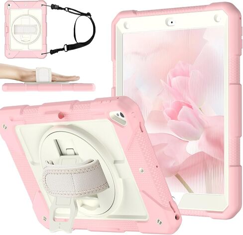 Menzo Srockproof Case لـ iPad 5th Gen/6th Gen/Air 2/Pro 9.7 بوصة مع حامل دوار 360 درجة ، حامل قلم رصاص ، حزام قابل للفصل والكتف ، الأسود in Saudi Arabia