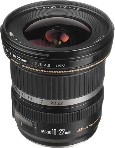 Canon EF-S 10-22mm F/3.5-4.5 USM Lens لكاميرات APS-C DSLR + 128 بطاقة ذاكرة متطرفة ، قماش تنظيف. (متجدد) in Kuwait