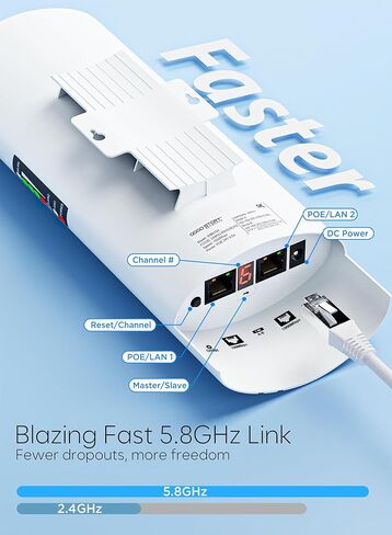 Wireless Bridge Point to Point Outdoor WiFi, Wireless Network Expansion Kit, Long Range High Speed 5G | 2 Units Bridge Kit Complete Pre-Configured - P2P 1000Mbps 5Km(2Pack) in Kuwait