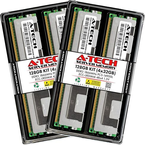 مجموعة A-Tech 128GB (4x32GB) ذاكرة الوصول العشوائي لـ Dell Precision R7610 ، T7610 | DDR3 1866MHz PC3-14900 ECC LRDIMM 4RX4 in Kuwait