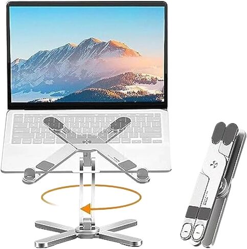 Foldable Laptop Stand 360°Rotation Notebook Table Aluminum Alloy Holder Portable Book Tablet Bracket with Heat Dissipation in Saudi Arabia