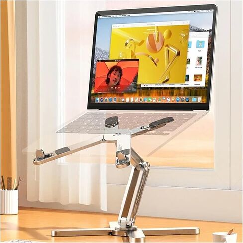 Foldable Laptop Stand 360°Rotation Notebook Table Aluminum Alloy Holder Portable Book Tablet Bracket with Heat Dissipation in Saudi Arabia