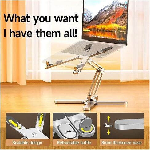 Foldable Laptop Stand 360°Rotation Notebook Table Aluminum Alloy Holder Portable Book Tablet Bracket with Heat Dissipation in Saudi Arabia