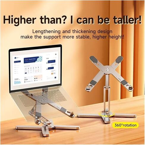 Foldable Laptop Stand 360°Rotation Notebook Table Aluminum Alloy Holder Portable Book Tablet Bracket with Heat Dissipation in Saudi Arabia