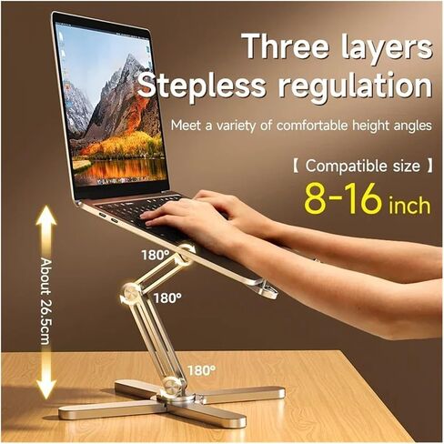Foldable Laptop Stand 360°Rotation Notebook Table Aluminum Alloy Holder Portable Book Tablet Bracket with Heat Dissipation in Saudi Arabia