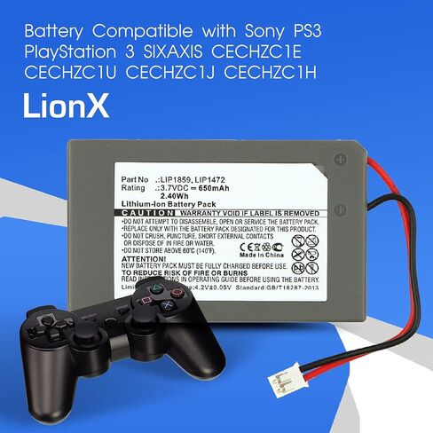 LIONX Battery for CECHZC1E CECHZC1H CECHZC1J CECHZC1U Playstation 3 SIXAXIS PS3 LIP1472 LIP1859 650mAh / 2.41Wh in Saudi Arabia
