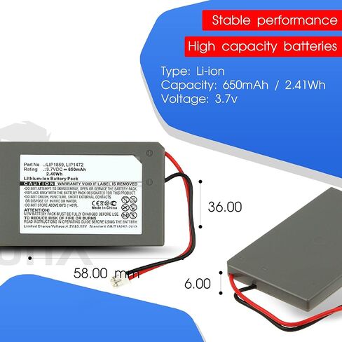 LIONX Battery for CECHZC1E CECHZC1H CECHZC1J CECHZC1U Playstation 3 SIXAXIS PS3 LIP1472 LIP1859 650mAh / 2.41Wh in Saudi Arabia