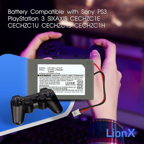 LIONX Battery for CECHZC1E CECHZC1H CECHZC1J CECHZC1U Playstation 3 SIXAXIS PS3 LIP1472 LIP1859 650mAh / 2.41Wh in Saudi Arabia