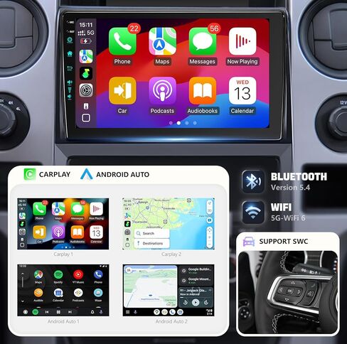 9 بوصة لراديو ستريو ترقية Android 13 لـ F150 2009-2012 مع Carplay Android Auto 1080p Camera/BT5.4 ((4RAM 64 ROM) 9inch) in Kuwait
