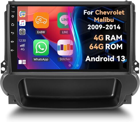 [4G+64G] راديو سيارة لشيفروليه ماليبو 2009-2014 مع Carplay Android Auto ، 9 "شاشة تعمل باللمس Android 15 Stereo مع Link Link Control WiFi/GPS ، Bluetooth ، FM/RDS SWC+كاميرا احتياطية in Saudi Arabia