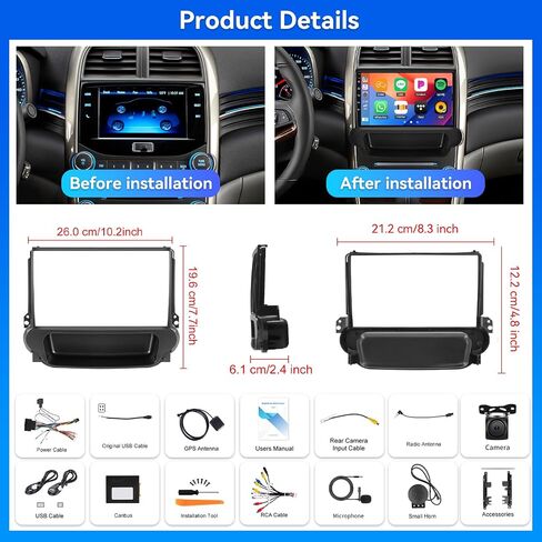 [4G+64G] راديو سيارة لشيفروليه ماليبو 2009-2014 مع Carplay Android Auto ، 9 "شاشة تعمل باللمس Android 15 Stereo مع Link Link Control WiFi/GPS ، Bluetooth ، FM/RDS SWC+كاميرا احتياطية in Saudi Arabia