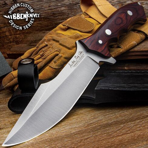 جيل هيبن ليجاسي المقاتلة الرابع مع غمد الجلود | 5CR15MOV شفرة الفولاذ المقاوم للصدأ | إصبع أخدود مقبض مقبض Pakkawood | للهواء الطلق واليوم | الطول الكلي 12 1/8 " in Kuwait