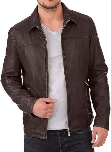 Real Lambskin Classic Leather Jacket | Genuine Leather Biker Jacket men in Saudi Arabia