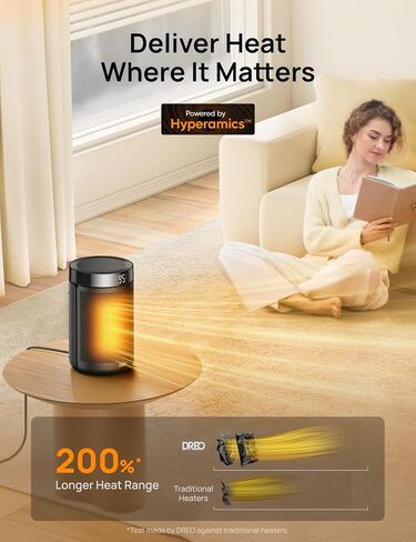 Dreo Portable Space Heater, Small Desk Heaters for Indoor Use with Thermostat and Timer, 1500W PTC Ceramic Fast Safety Heat for Bedroom Office Home, Gold in Saudi Arabia