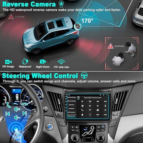 Android 13 Car Stereo لـ Hyundai Sonata 2010-2015 4G RAM+64G ROM ، 9 بوصات راديو شاشة تعمل باللمس مع Carplay/Android Auto ، GPS ، WiFi ، Bluetooth5.2 ، دعم OBD2/DVR/DSP in Saudi Arabia