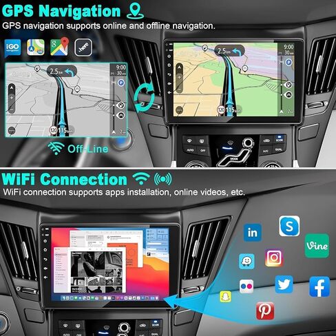Android 13 Car Stereo لـ Hyundai Sonata 2010-2015 4G RAM+64G ROM ، 9 بوصات راديو شاشة تعمل باللمس مع Carplay/Android Auto ، GPS ، WiFi ، Bluetooth5.2 ، دعم OBD2/DVR/DSP in Saudi Arabia