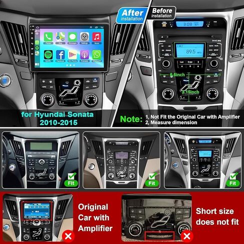 Android 13 Car Stereo لـ Hyundai Sonata 2010-2015 4G RAM+64G ROM ، 9 بوصات راديو شاشة تعمل باللمس مع Carplay/Android Auto ، GPS ، WiFi ، Bluetooth5.2 ، دعم OBD2/DVR/DSP in Saudi Arabia