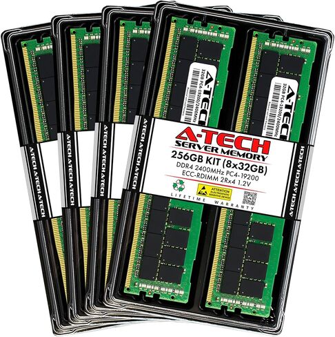 مجموعة A-Tech 256GB (8x32GB) ذاكرة الوصول العشوائي لـ Dell Precision R7910 ، T5810 ، T7810 ، T7910 | DDR4 2400MHz PC4-19200 ECC RDIMM 2RX4 ترقية ذاكرة الخادم المسجلة in Kuwait