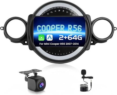[Upgrade] Car Radio Stereo for Mini Cooper R56 2007-2014 Built in Carplay/Android Auto, 9 inch IPS Touch Screen Bluetooth Radio with DSP BT GPS FM RDS WiFi 2G RAM 64G ROM in Saudi Arabia