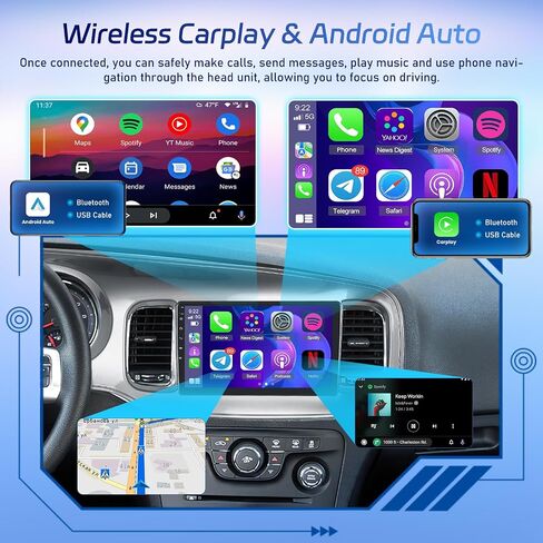 [Qualcomm 8 Core 4 + 64g] Car Radio for Dodge Charger 2011-2014 - Carplay Wireless و Android Auto - 9 Inch 1280 * 720 IPS Touchscreen Android 15 Car Stereo - DSP/GPS/WiFi/SWC + AHD كاميرا احتياطية in Saudi Arabia