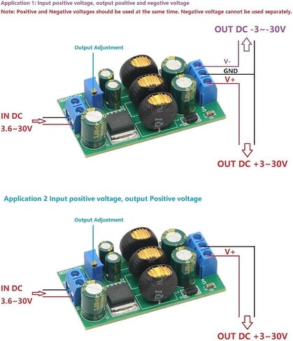 20W DC-DC 3.6V-30V إلى +/- 5V 6V 9V 10V 12V 15V 24V مزود الطاقة المزدوج الإيجابي السلبي مزود طاقة الإخراج DC DC UP-UP BOUST MODULE in Saudi Arabia