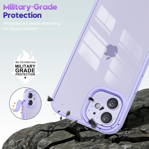 oakxco Thin Slim Clear case for iPhone 11, Transparent Hybrid Hard Shell Plastic & Soft Silicone Rubber Bumper, Non-Yellow Acrylic Protective Lightweight Cover for Women, Light Pink in Kuwait