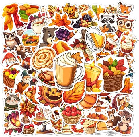 108 PCS Fall Stickers Pack ، شارات الفينيل الورقية لورق القرع ، ملصقات عيد الشكر المقاومة للماء لزجاجات المياه ، الكمبيوتر المحمول ، سجل القصاصات ، ديكورات مهرجان الحصاد ، الهدايا in Kuwait