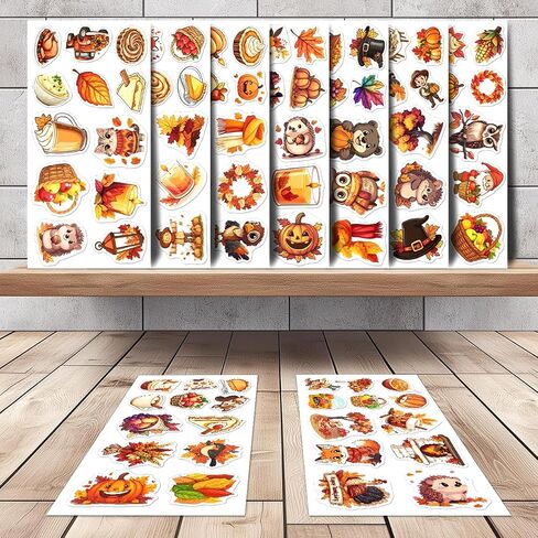 108 PCS Fall Stickers Pack ، شارات الفينيل الورقية لورق القرع ، ملصقات عيد الشكر المقاومة للماء لزجاجات المياه ، الكمبيوتر المحمول ، سجل القصاصات ، ديكورات مهرجان الحصاد ، الهدايا in Kuwait