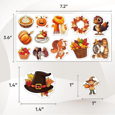 108 PCS Fall Stickers Pack ، شارات الفينيل الورقية لورق القرع ، ملصقات عيد الشكر المقاومة للماء لزجاجات المياه ، الكمبيوتر المحمول ، سجل القصاصات ، ديكورات مهرجان الحصاد ، الهدايا in Kuwait