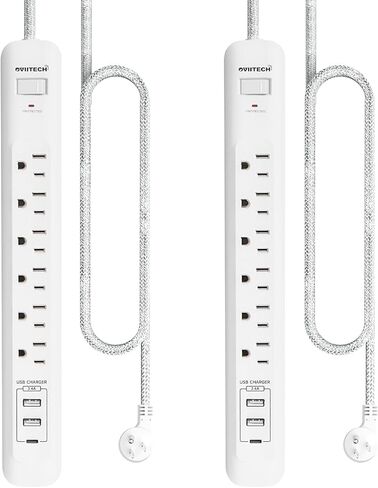 Oviitech USB C Power Strip, Power Strip with USB,3 Outlets and 2 USB Ports(1 USB C,1 USB A),with 6 Foot Heavy Duty Extension Power Cord,Straight Plug,for Home, Office, Travel and Dorm Room,White. in Saudi Arabia