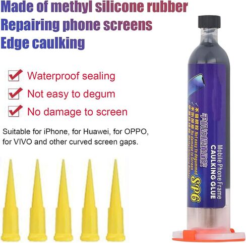 Phone Screen Glue Adhesive High Strength Curved Screen Repair Sealant 30Min Curing Silicone Rubber Material 30ml with 5 Plastic Needles for VIVO Tablet PC (SP6) in Saudi Arabia