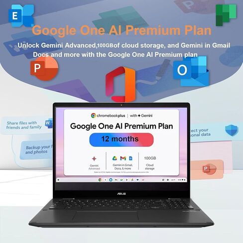 ASUS Chromebook Plus Flip CX5, 16" FHD+ 2 in 1 Touchscreen Laptop, Intel 6-Core i3-1215U (> i5-1135G7), 8GB RAM, 256GB SSD, Privacy Webcam, Chrome OS (Renewed) in Saudi Arabia
