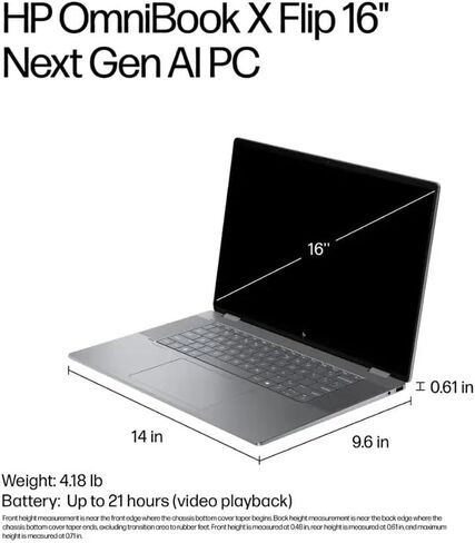 HP Omnibook X Flip 2-in-1 Laptop 16 "Wuxga IPS Touchscreen 6-Core AMD Ryzen 5 220 8GB LPDDR5 1TB SSD AMD RADEON 740M GRASTS WI-FI 6E Backlit Keyboard 5MP+IR Camera Win1 in Kuwait
