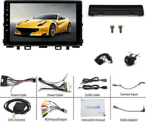 9 Inch Double Din Car Stereo for Kia Rio YB/SC 2018-2023 Android 13 IPS Touchscreen Car Radio w/Wireless Carplay Android Auto GPS Navigation Bluetooth WiFi FM SWC AHD Mirror Link Backup Camera, 2+32G in Saudi Arabia