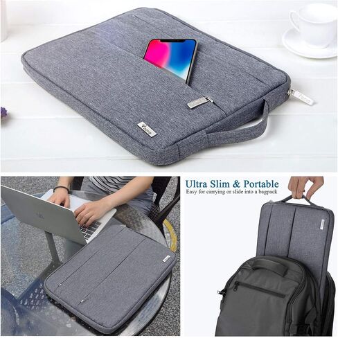 فوفا كمبيوتر كمبيوتر محمول الحمل 13.6 بوصة متوافقة مع MacBook Air 13 M1/M2/M3/M4 ، Macbook Pro 13/14 ، iPad Pro 13 ، حقيبة غطاء كمبيوتر ضئيلة مقاومة للماء ، رمادي in Kuwait