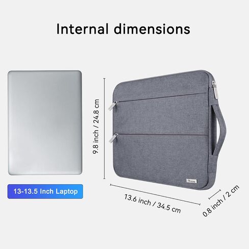 فوفا كمبيوتر كمبيوتر محمول الحمل 13.6 بوصة متوافقة مع MacBook Air 13 M1/M2/M3/M4 ، Macbook Pro 13/14 ، iPad Pro 13 ، حقيبة غطاء كمبيوتر ضئيلة مقاومة للماء ، رمادي in Kuwait