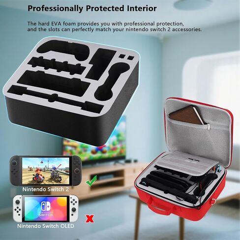 Mario Carrying Case for Nintendo Switch - Compatible with Switch OLED, Portable Hard Messenger Bag for Switch Console, Switch Dock, Pro Controller, Joy-Con grip, Poke Ball Plus & Accessories in Kuwait
