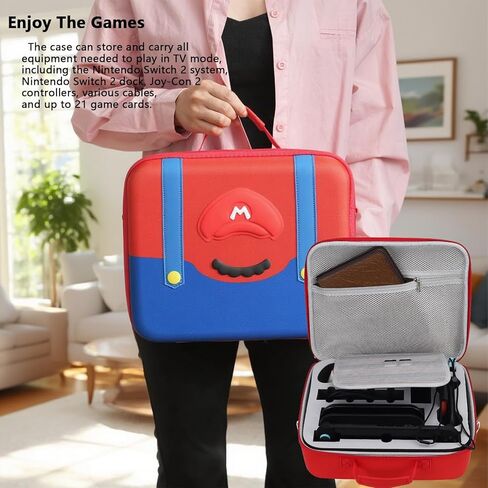 Mario Carrying Case for Nintendo Switch - Compatible with Switch OLED, Portable Hard Messenger Bag for Switch Console, Switch Dock, Pro Controller, Joy-Con grip, Poke Ball Plus & Accessories in Kuwait