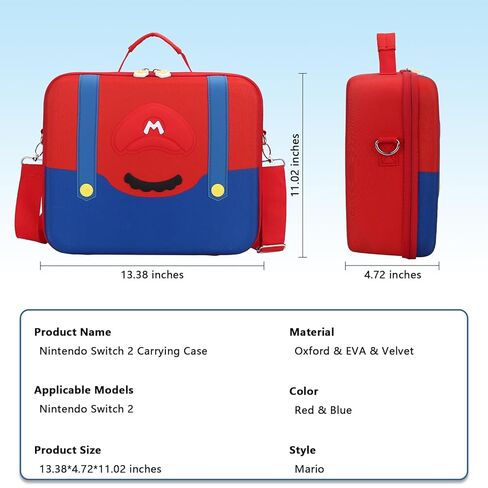 Mario Carrying Case for Nintendo Switch - Compatible with Switch OLED, Portable Hard Messenger Bag for Switch Console, Switch Dock, Pro Controller, Joy-Con grip, Poke Ball Plus & Accessories in Kuwait
