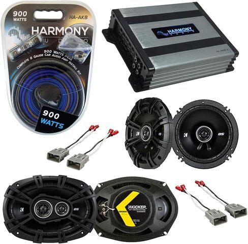 Harmony Audio Kicker 43DSC6504 متوافق مع حزمة Honda Civic 1996-2000 مع 43DSC69304 6 "x9" 70W RMS SPEAKER HA-A400.4 400W RMS AMP HA-AK8 AMP KIT و 6.5 "50W RMS CARER in Saudi Arabia