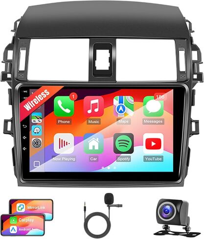Radio Android Car Radio Toyota Corolla 2009 2010 2012 2013 ، شاشة لمس IPS 9 بوصة لاستريو Corolla مع رابط Carplay Android اللاسلكي ، ودعم Bluetooth/SWC/FM/MIC/Mirror رابط in Kuwait