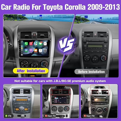 Radio Android Car Radio Toyota Corolla 2009 2010 2012 2013 ، شاشة لمس IPS 9 بوصة لاستريو Corolla مع رابط Carplay Android اللاسلكي ، ودعم Bluetooth/SWC/FM/MIC/Mirror رابط in Kuwait