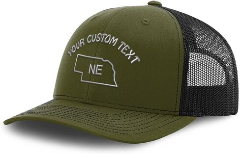Custom Richardson Mesh Cap Hat Embroidered Nebraska State Map Ne Embroidery Trucker Hats for Men & Women in Saudi Arabia