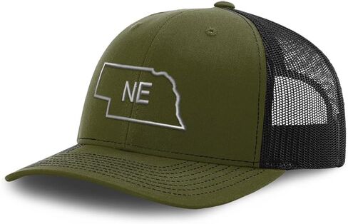 Custom Richardson Mesh Cap Hat Embroidered Nebraska State Map Ne Embroidery Trucker Hats for Men & Women in Saudi Arabia
