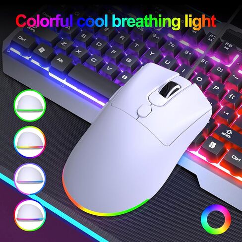 HXMJ Wired USB C Gaming Mice,7200DPI,Ergonomic Mouse with RGB Backlit for Apple MacBook,Computer or Laptops with Type C Port-White in Kuwait