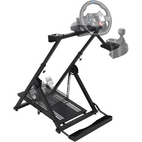 Foldable L-Type Sim Racing Wheel Stand - Carbon Steel Base for Steering Wheels & Pedals, Compact Storage Design in Saudi Arabia