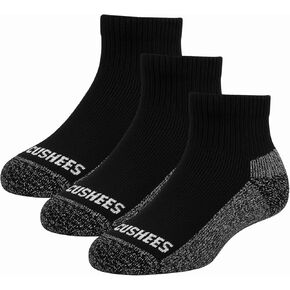 Cushees BLACK Thick Ankle Socks, 3-pack [Medium (Women or Youth large 167)], Black With Grey Bottom, M in Kuwait