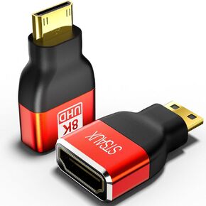 Mini HDMI to HDMI Adapter [2-Pack], 8K@60Hz, 4K@144Hz, 2K@240Hz Female to Mini HDMI Male Adapter, Compatible with DSLR,Camcorder, Raspberry Pi Zero W,Laptop,Tablet,HDTV, Projector, Monitor in Saudi Arabia