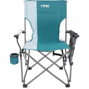 كرسي RCTIT Ultra-tough محمول للطي للتخييم ، في الهواء الطلق ، صيد الأسماك ، الشاطئ ، مع راحة ذراع وحامل الكوب ، يطوي بسرعة لسهولة التخزين في كيس حمل ، أسود in Kuwait