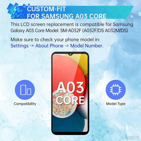 استبدال الشاشة لأدوات Samsung Galaxy A03 Core LCD Display Displess Digitizer مجموعة كاملة مع أزرار إطار أذن أذن أدوات إصلاح الزجاج مجموعة SM-A032F (A032F/DS A032M/DS) in Saudi Arabia